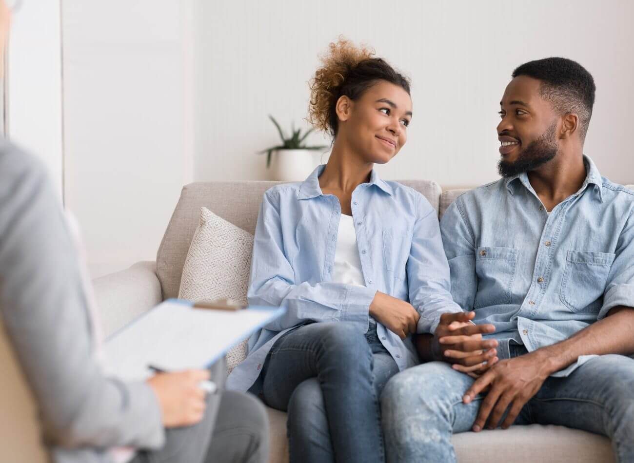 Loving couple in therapy session